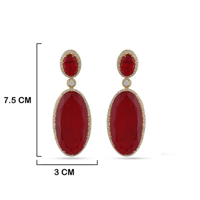  Red Ruby Stone Gold Earrings