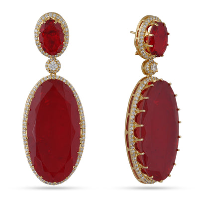  Red Ruby Stone Gold Earrings
