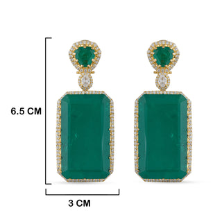 Square Shaped Emerald Stone Earrings