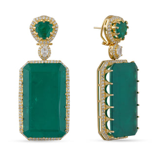 Square Shaped Emerald Stone Earrings