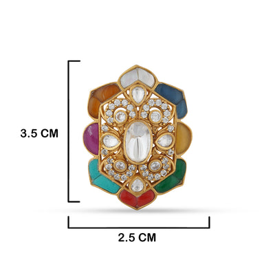  Multi Coloured Kundan Ring