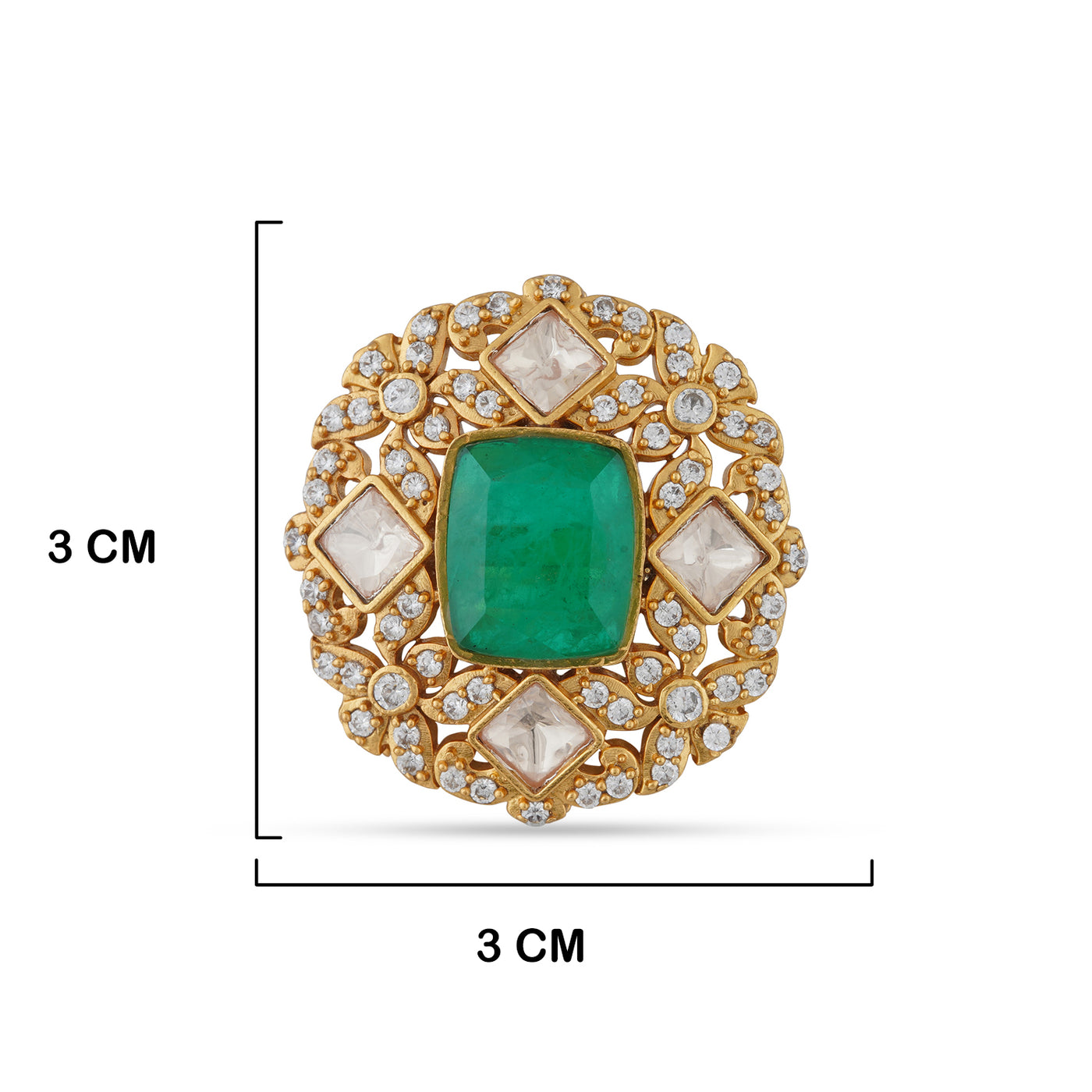 Emerald Green Kundan Ring