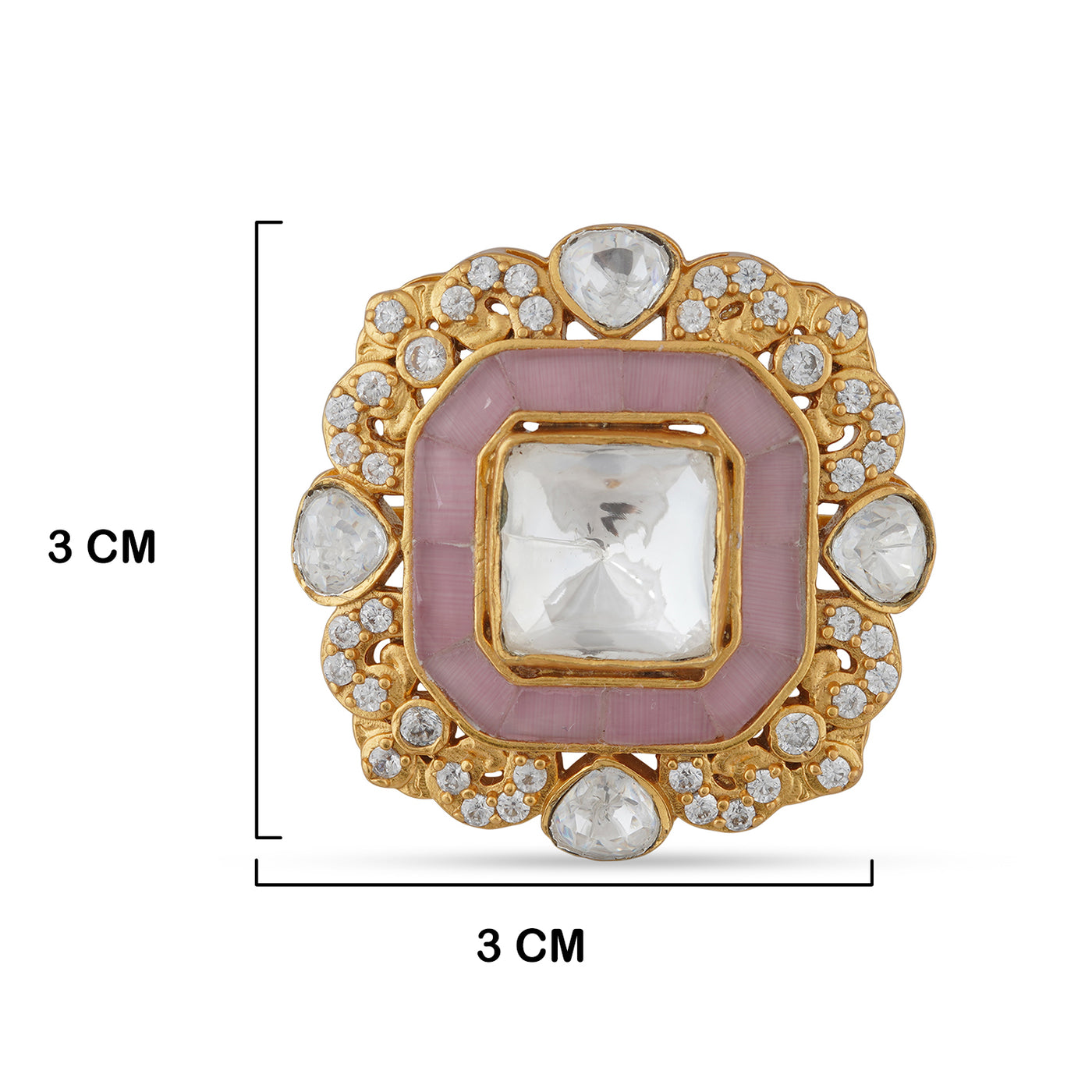 Pink Stone Kundan Ring