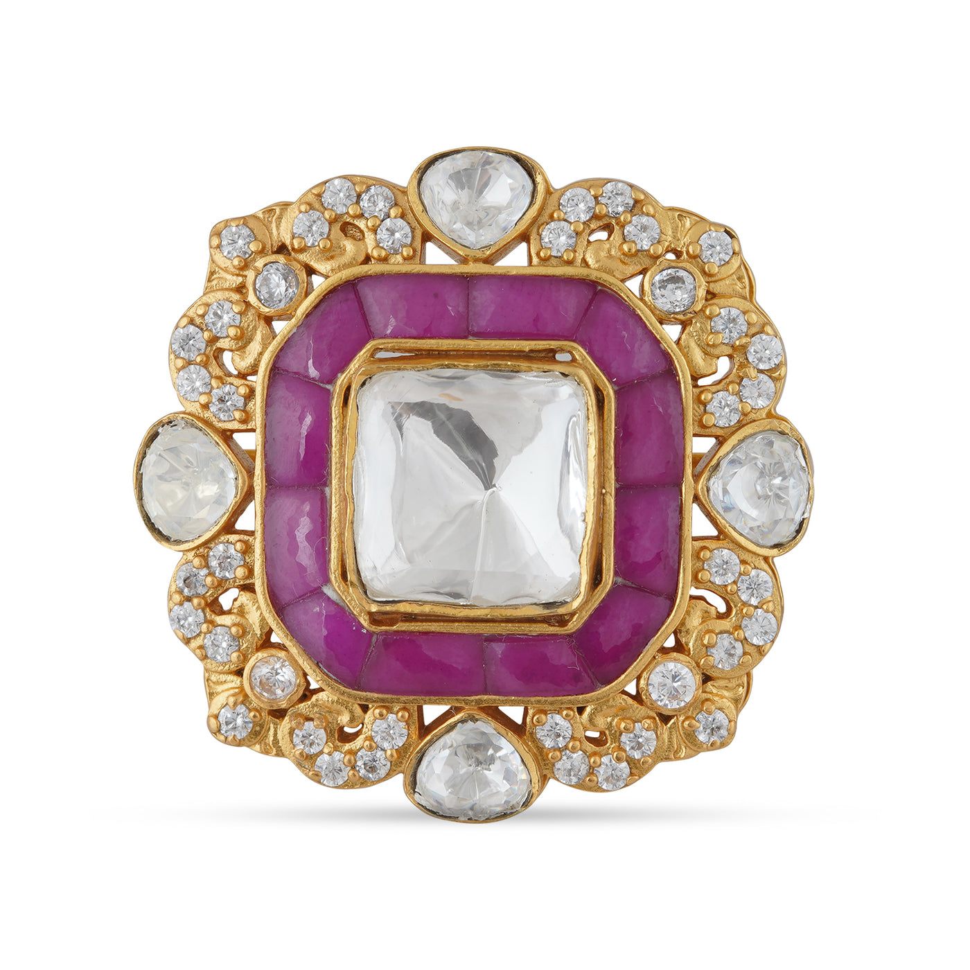  Pink and Polki Stone Gold Ring