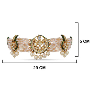 Pearl Drop Green Choker with Measurements in cm