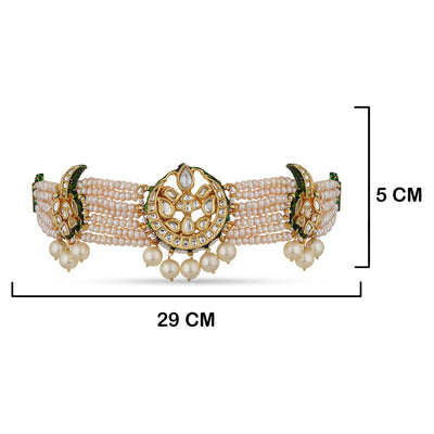 Pearl Drop Green Choker with Measurements in cm