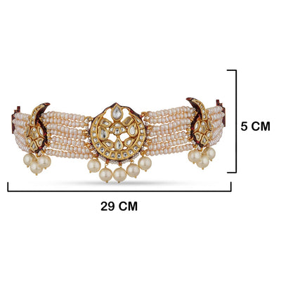 Gold and Pearl choker with Measurements