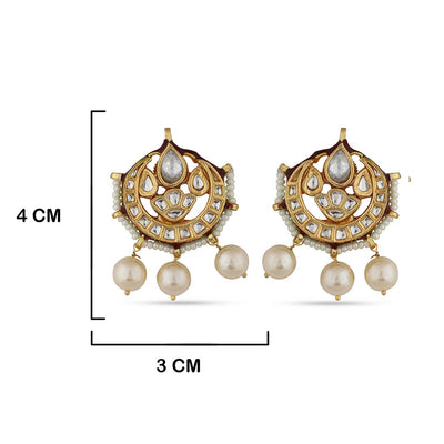 Gold and Pearl Earrings with Measurements