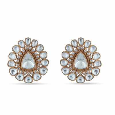 Silver and Gold Polki Stud Earrings