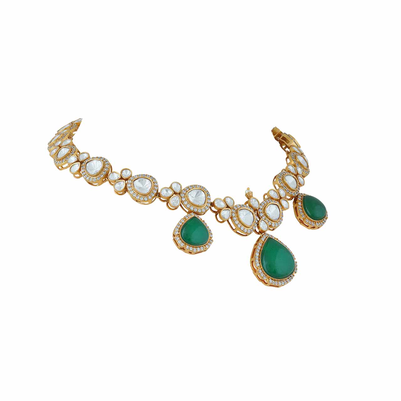 Kundan and Green Stone Necklace 