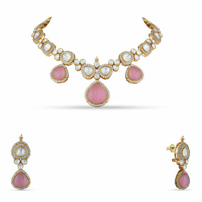 Kundan and Pink Stone Necklace Set