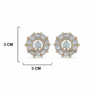 Mother of Pearl and Kundan Earrings with Measurements