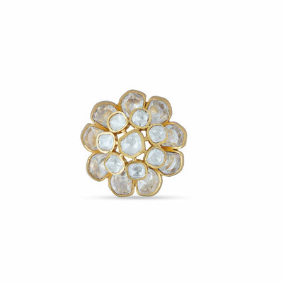  Gold Polki Flower Shaped Ring