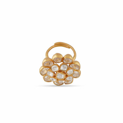  Gold Polki Flower Shaped Ring