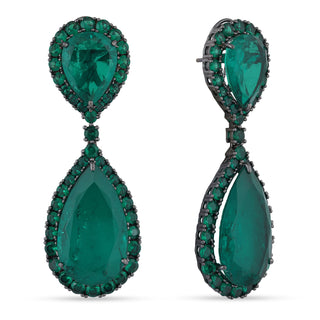 Liss Rina in Flora -  Emerald Green Doublet Drop Earrings