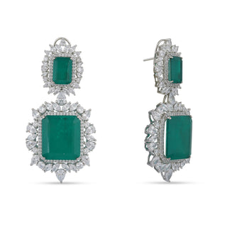 Louise - Green Emerald Doublet & CZ Earrings