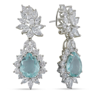 Aqua Blue Stoned CZ Earrings