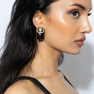 Yellow & Black Hoop Earrings