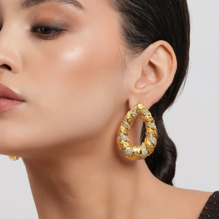 Sienna - Golden Cubic Zirconia Hoop Earrings