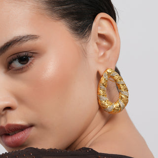 Sienna - Golden Cubic Zirconia Hoop Earrings