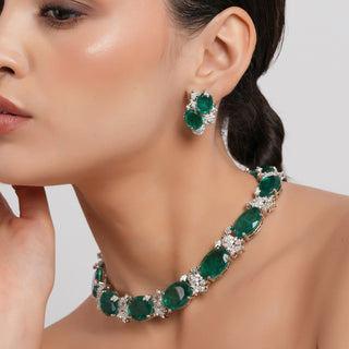 Fleur - Green Doublet & CZ Necklace Set