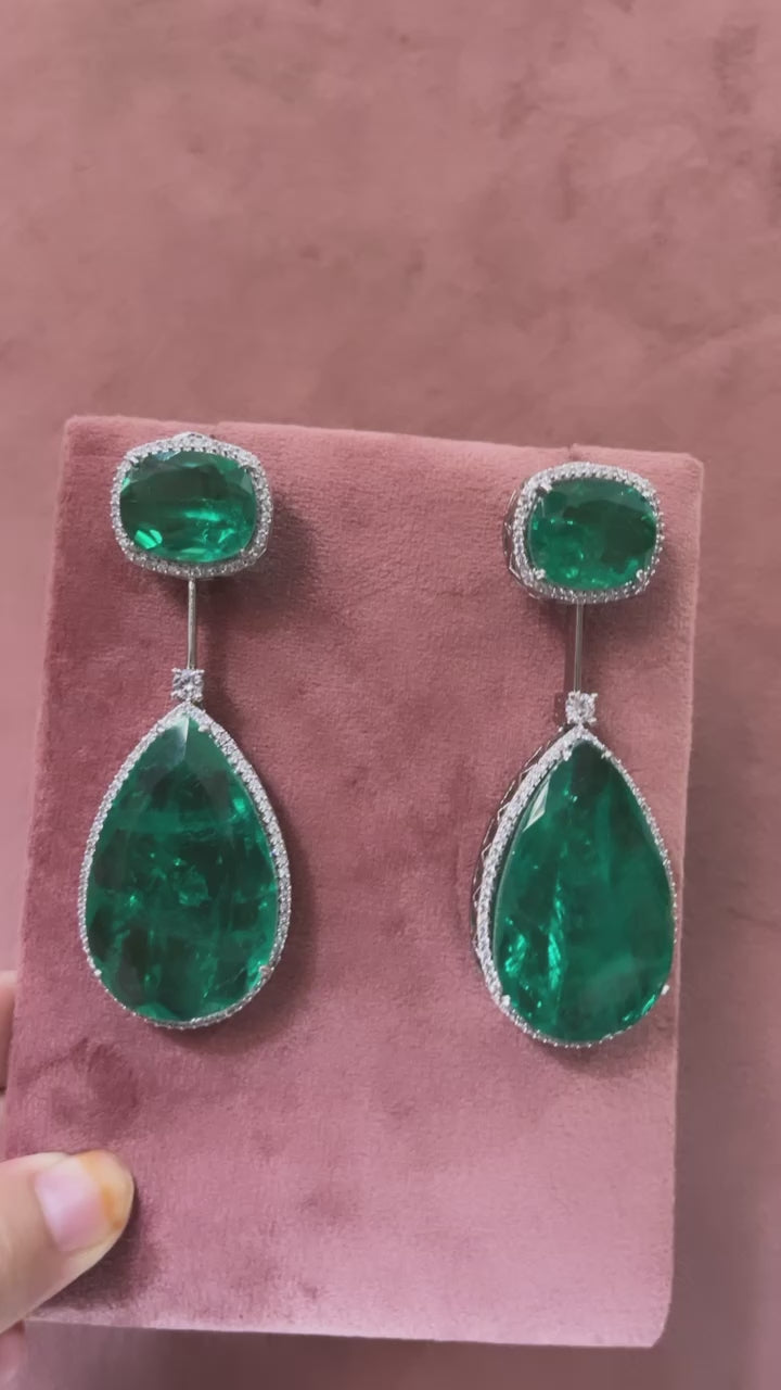 Malaya - Green Doublet Dangler Earrings