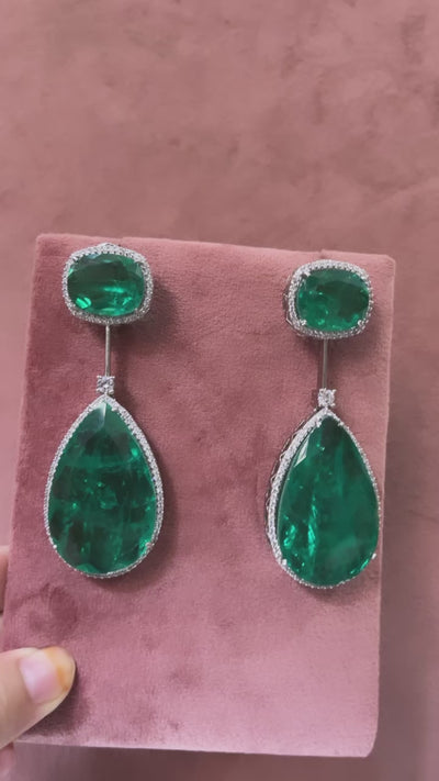 Malaya - Green Doublet Dangler Earrings