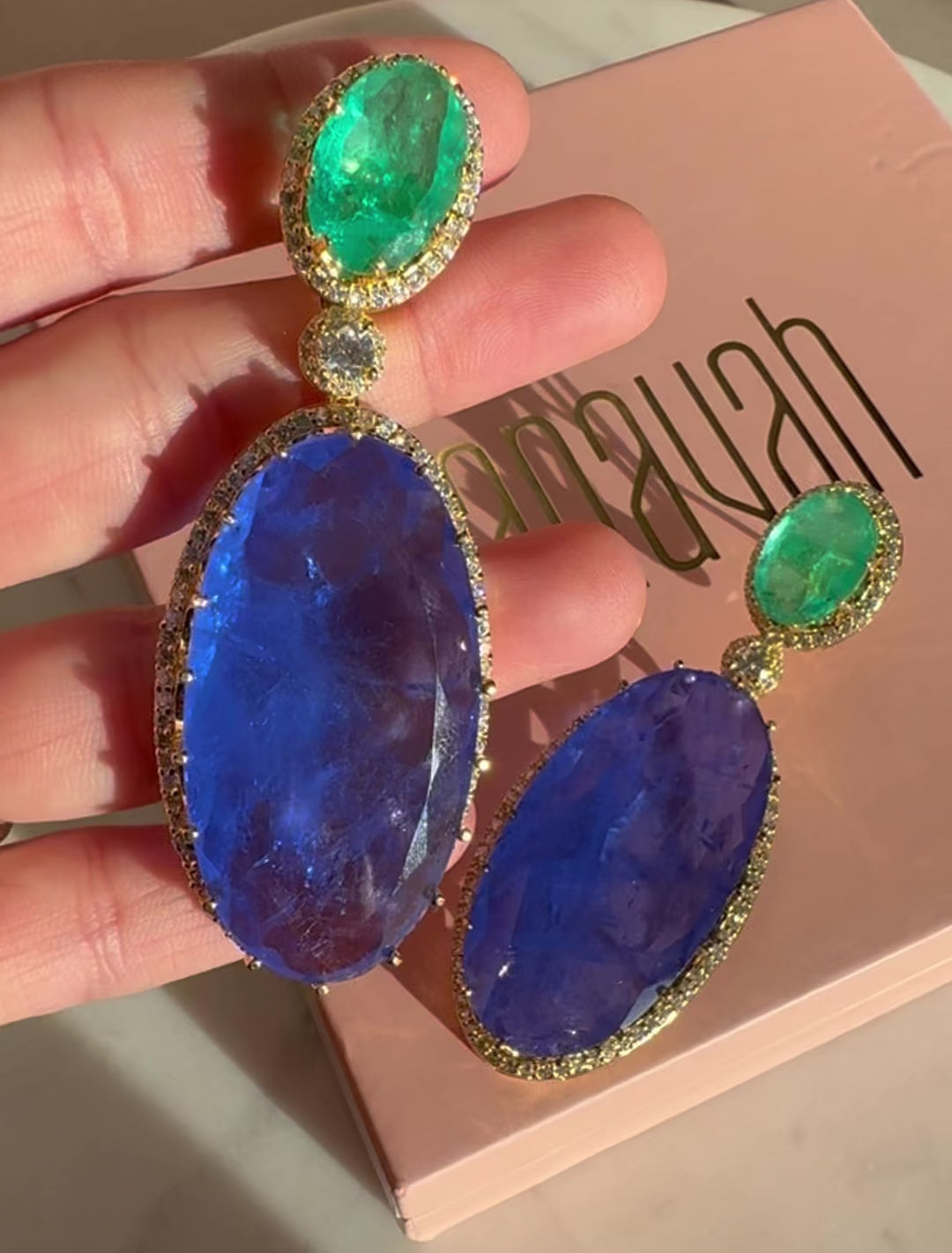 Badiyah - Green & Blue doublet stone Earrings