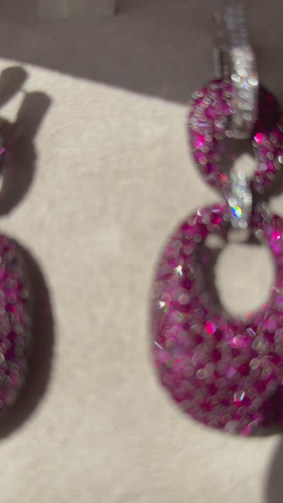 Irem - Pink CZ Dangler Earrings
