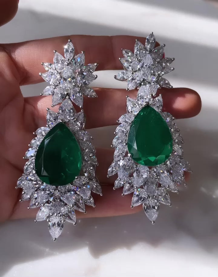 Ayaana - CZ & Green Doublet Earrings