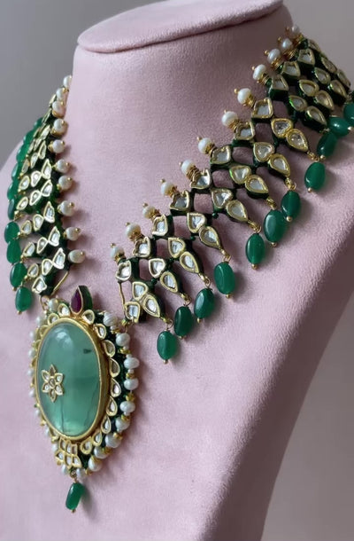 Xena - Green Long Kundan Necklace