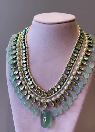 Annalise - Kundan Studded Fluorite Stone Long Necklace