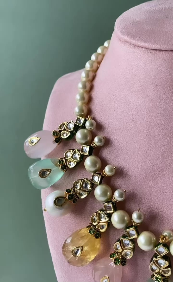 Aliza - Multi Coloured Stone Necklace Set