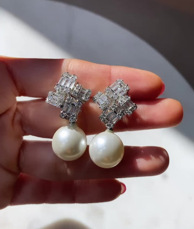 Amel - Pearl & CZ Earrings