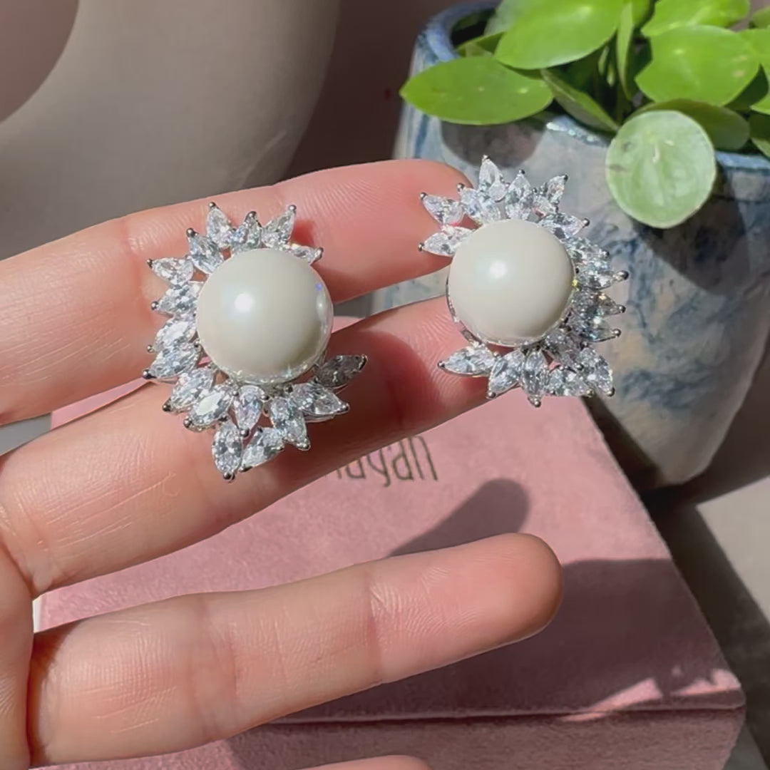 Zulfa - Pearl & CZ Earrings