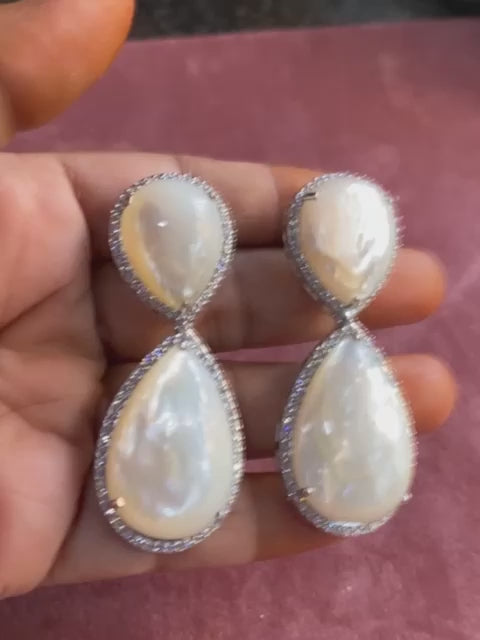 White Stone Cubic Zirconia Earrings