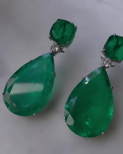 Aatifa - Emerald green Doublet Drop Earrings