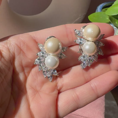 Zunairah - Pearl & CZ Earrings