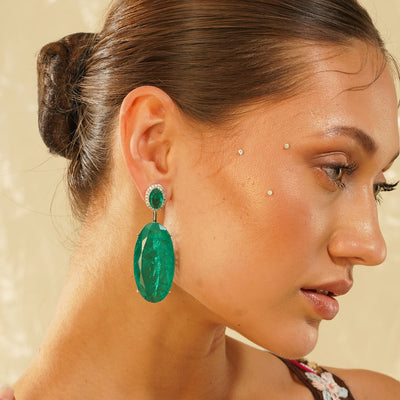 Margaret - Green Stone CZ Earrings