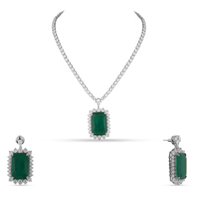 Emerald Stone CZ Necklace Set