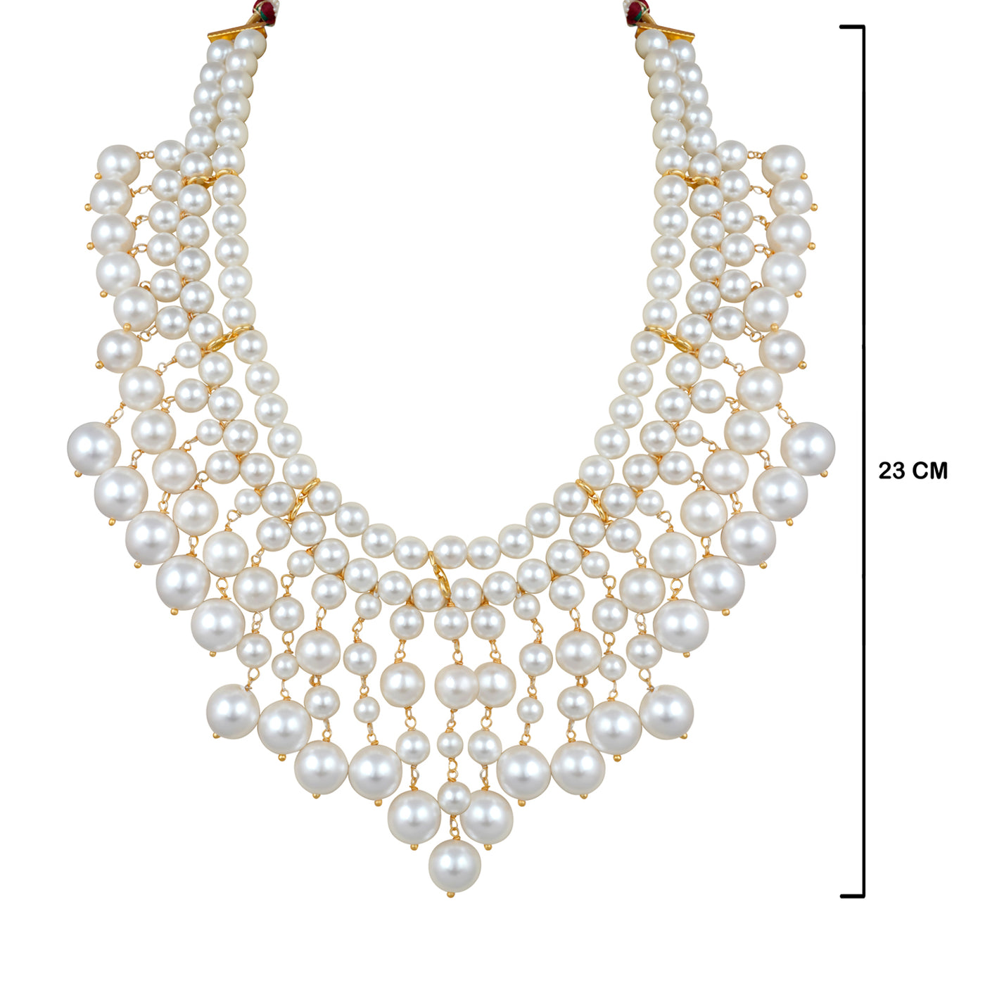 Multi Strand Pearl Necklace with Measurements