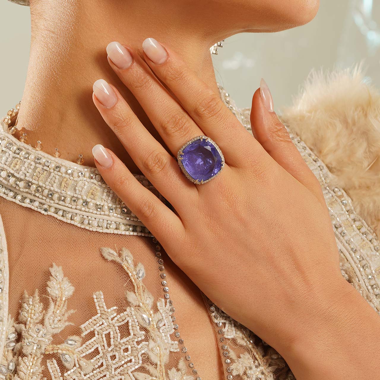 Esper - Purple Stoned Cubic Zirconia Ring