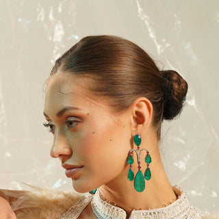 Liv - GREEN DOUBLET DANGLER EARRINGS