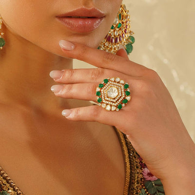 Dulce - Green and Polki Ring