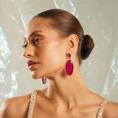 Vasiliki - Pink Doublet Dangler Earrings