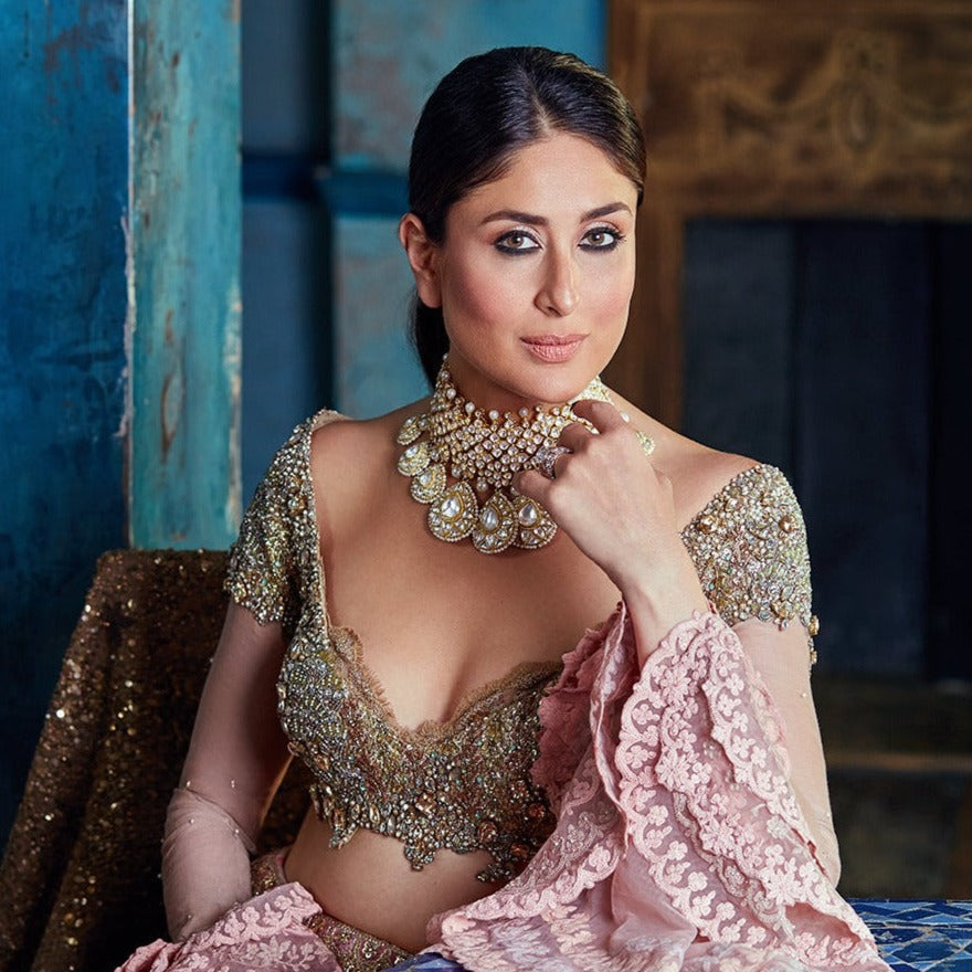 Kundan choker necklace as seen on Kareena Kapoor Khan in Khush Magazine. Bollywood jewellery UK