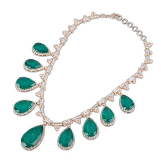 Emerald Green Tear Drop Necklace Set