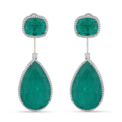 CZ Aqua Green Stone Dangle Earrings