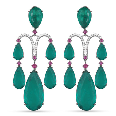Green doublet emerald dangler earrings