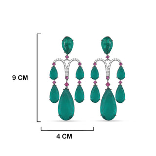 Aqua Green and Pink Stone CZ Earrings